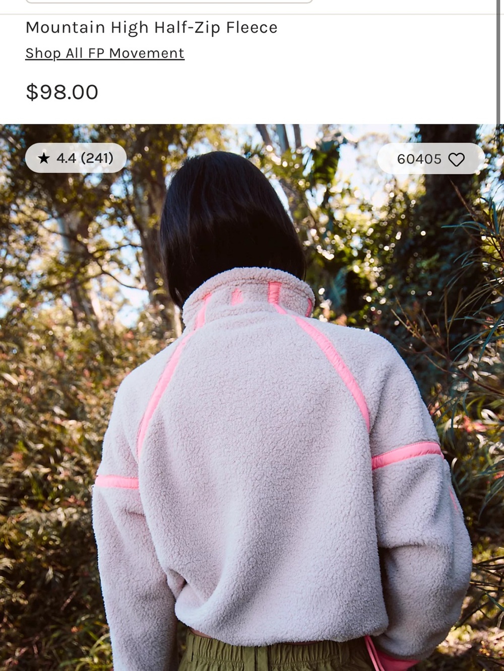 FP Movement by Free People Cream Sherpa Jacket with Pink Trim - Picture 2 of 2